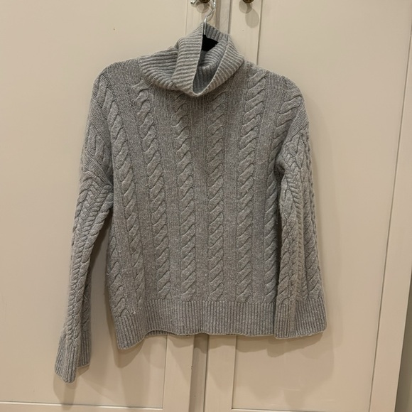 Nadaam Wool Cashmere Chunky Cable Turtleneck Sweater in Grey Size XS - Picture 6 of 9